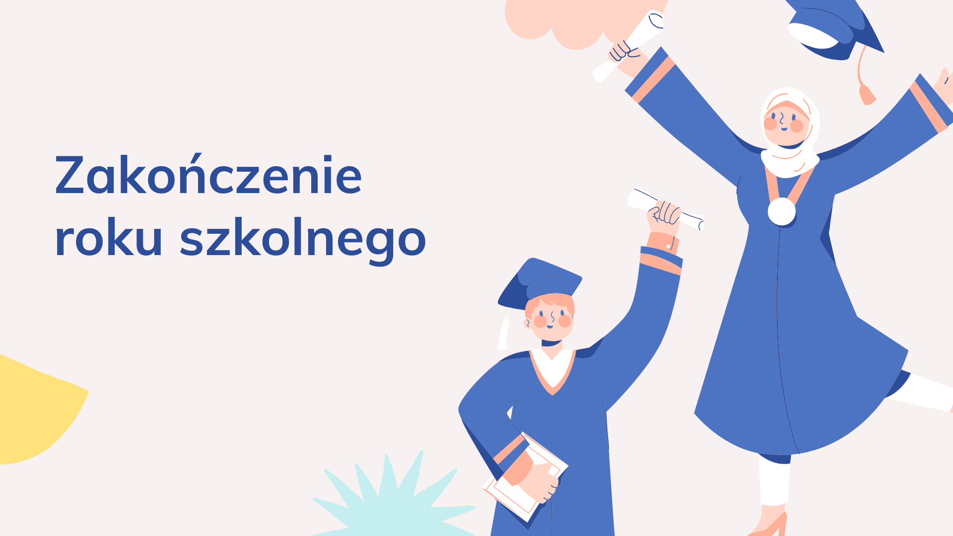 Niebieska i Różowa Uroczyste Rozdanie Świadectw Szkoła Wydarzenia i Szczególne Zainteresowania Prezentacja