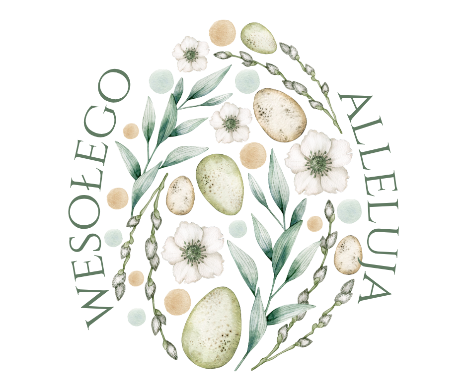 Zielony Roślinny Akwarelowy Życzenia Wielkanocne Post na Facebook